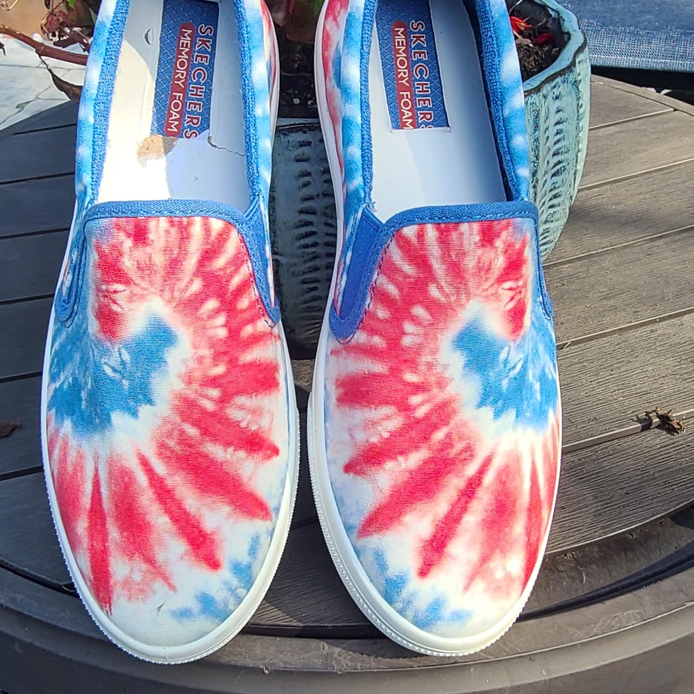 Skechers Blue and White Memory Foam Slip-Ons